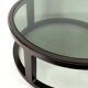 Grande table basse ronde italienne vintage en bois et verre fumé. années 1970