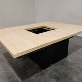 Vintage travertine hidden bar coffee table, 1970s