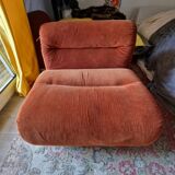 Superb pair of 70s drivers, orange velvet, plastic shell ...