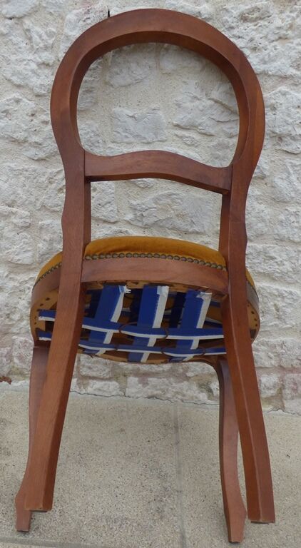 Louis Philippe style chair in solid wood with velvet top