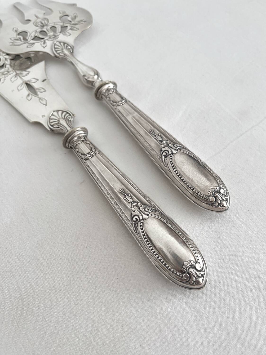Antique silver and silver-plated fish serving cutlery