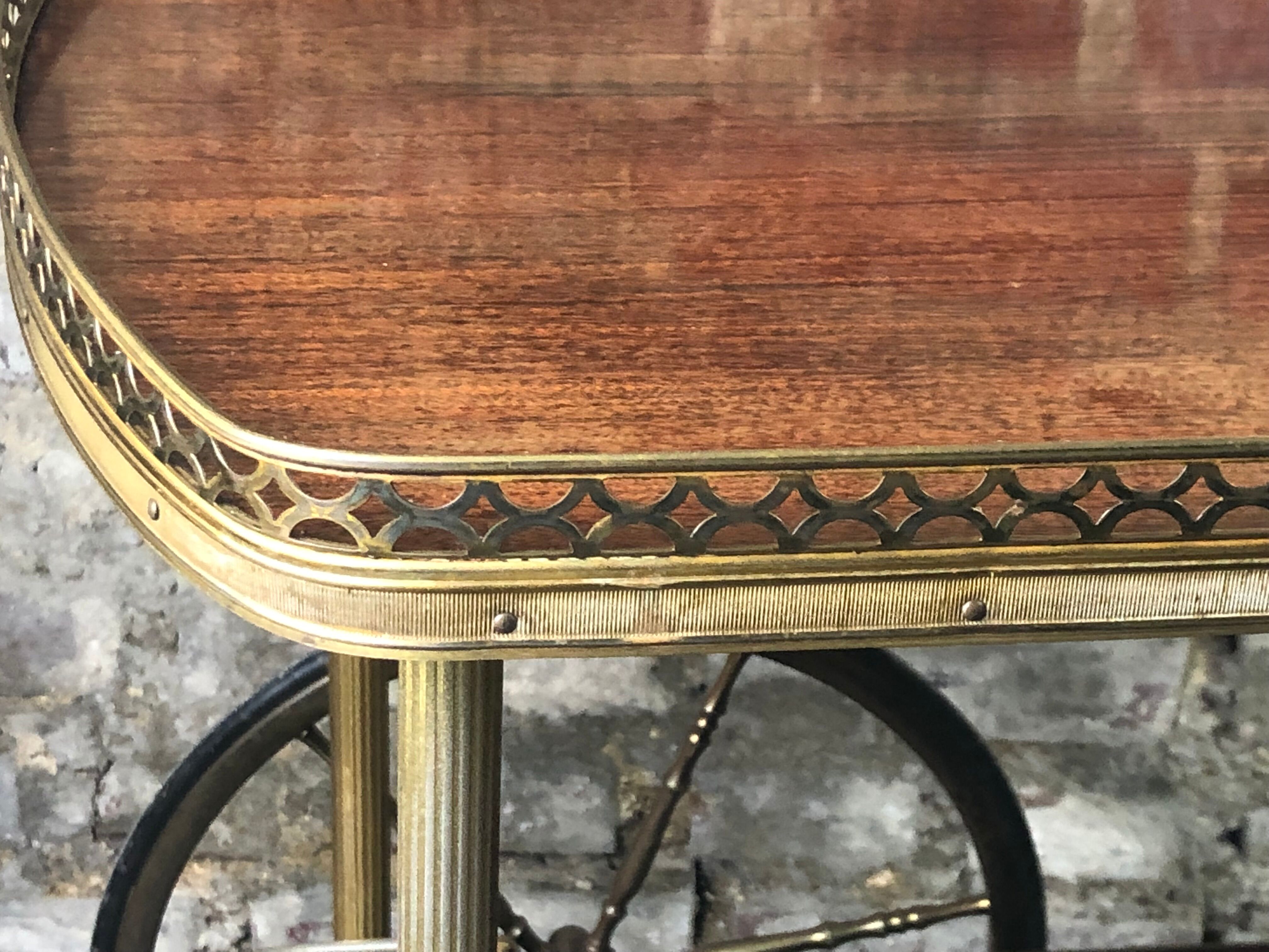 Vintage brass rolling table with 2 trays 70'S