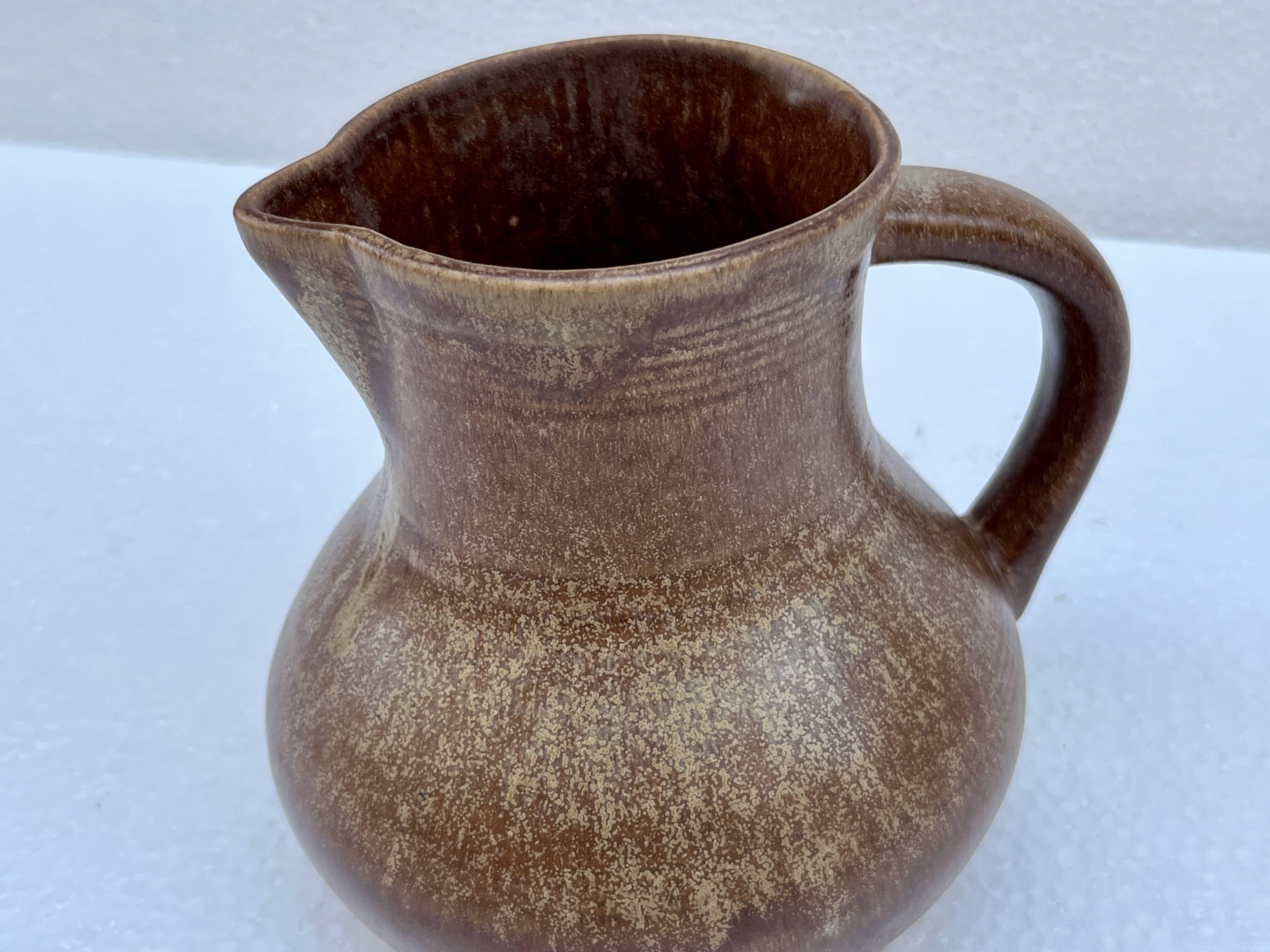 Vintage enamelled stoneware water jug pitcher 1 liter