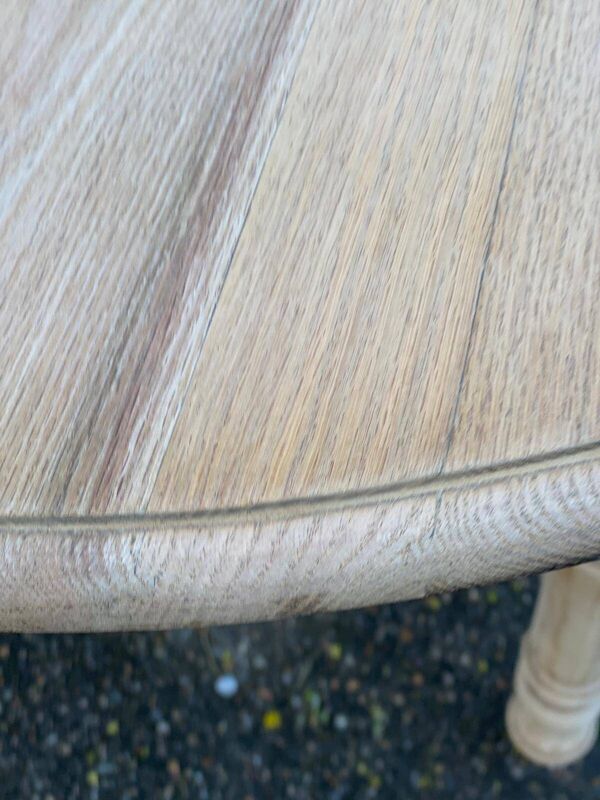 Table à manger ronde extensible Louis Philippe à volets rénovée avec 4 rall