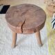 Small stool / antique stool in raw wood – Brutalist spirit