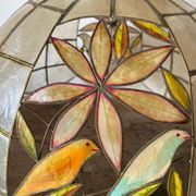 Chandelier suspension mother-of-pearl and brass