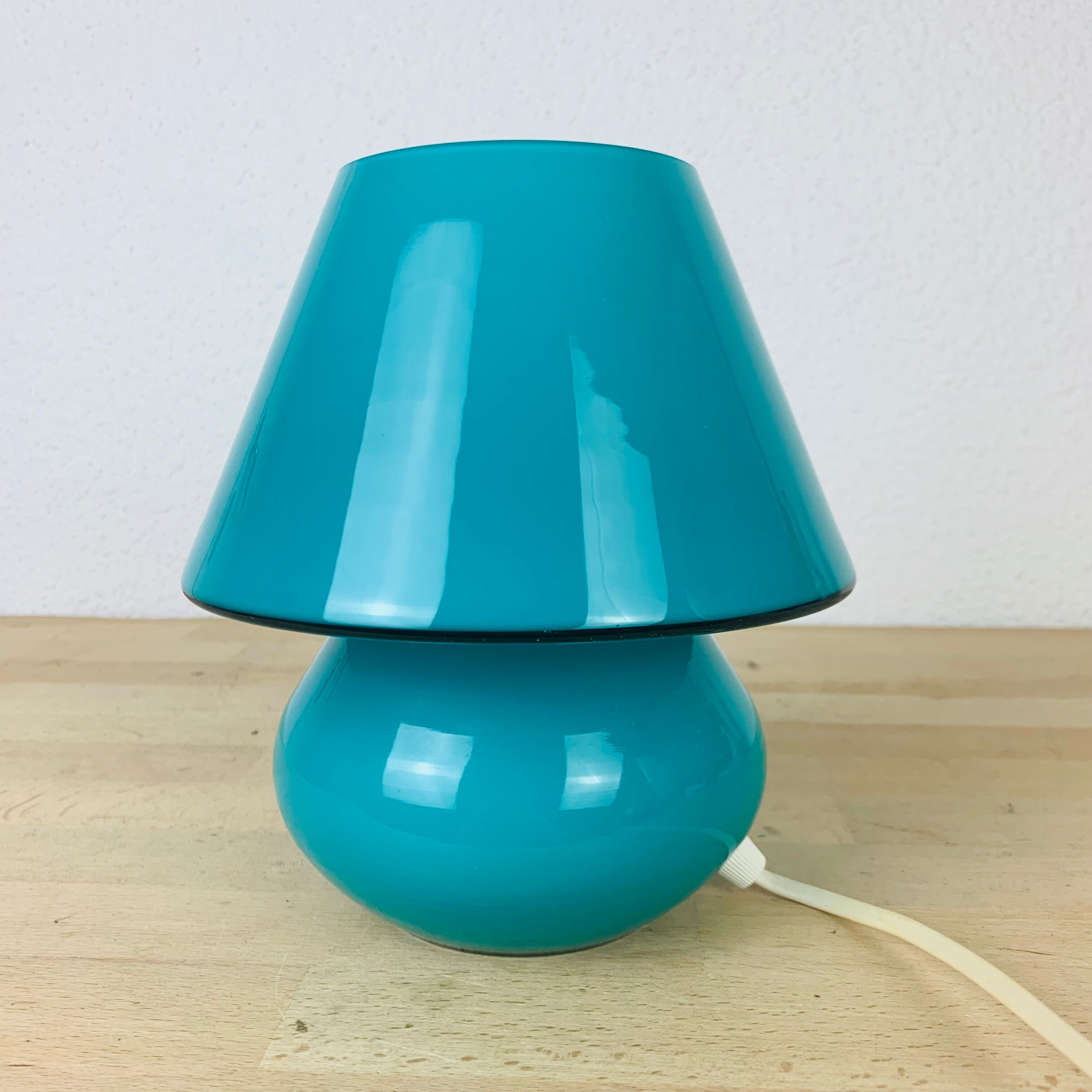 Blue glass mushroom lamp Domec