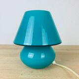 Lampe champignon verre bleu Domec