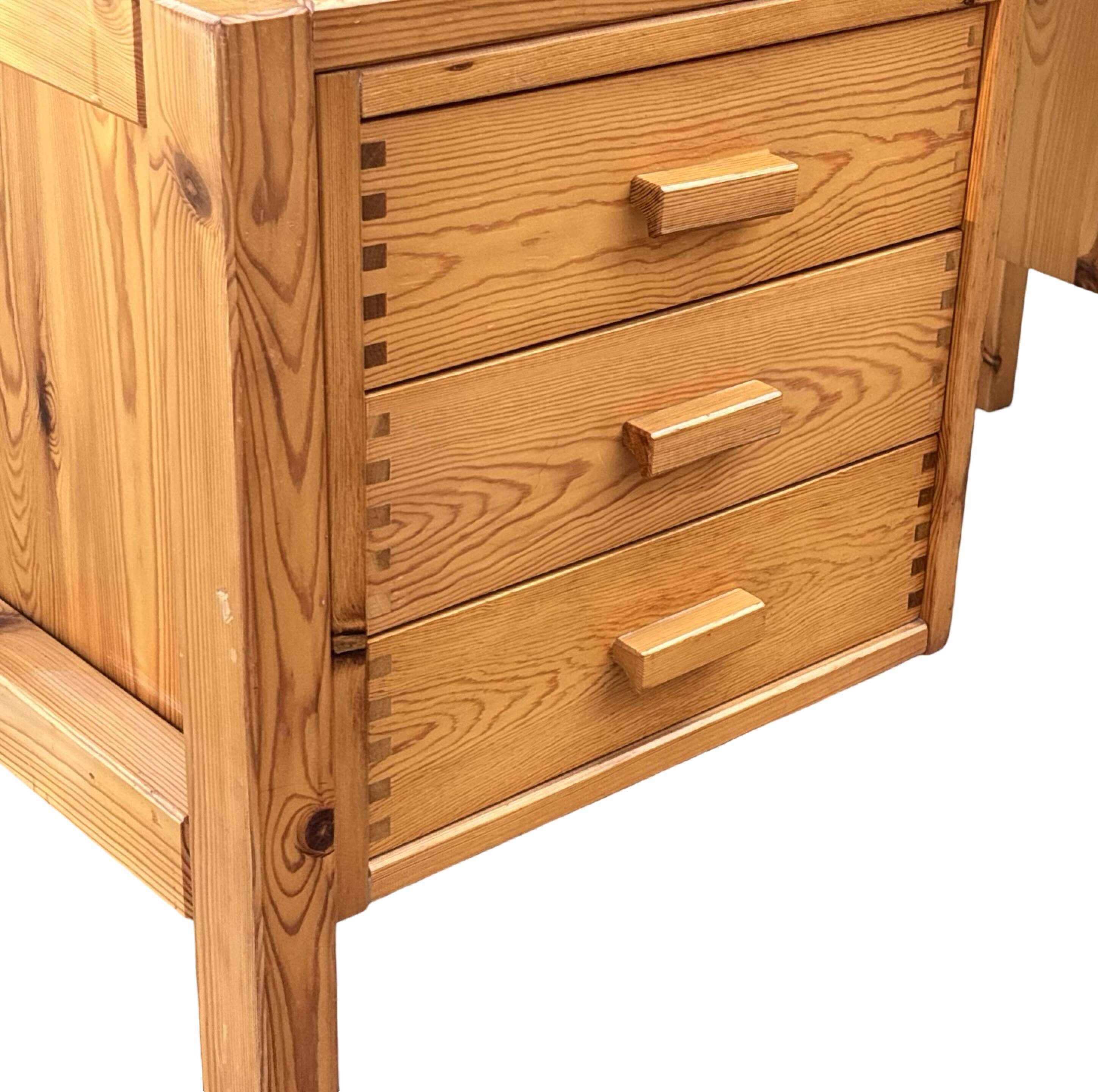 Vintage Pinewood Desk, Freestanding, 1970s Pine, Design, Ate van Apeldoorn