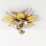 Wonderful gilded florentine flush mount lights, Italy 1970's