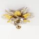 Wonderful gilded florentine flush mount lights, Italy 1970's