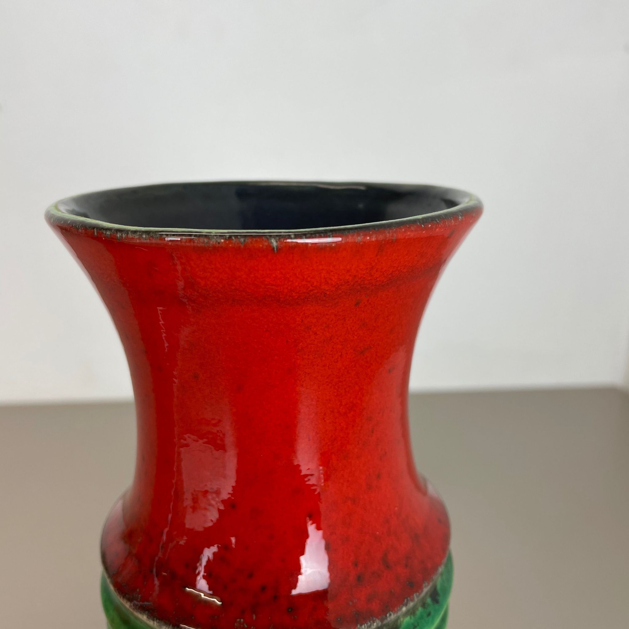 Set of 2 Multi-Color Fat Lava Op Art Pottery Vase Made by JASBA Ceramics Germany