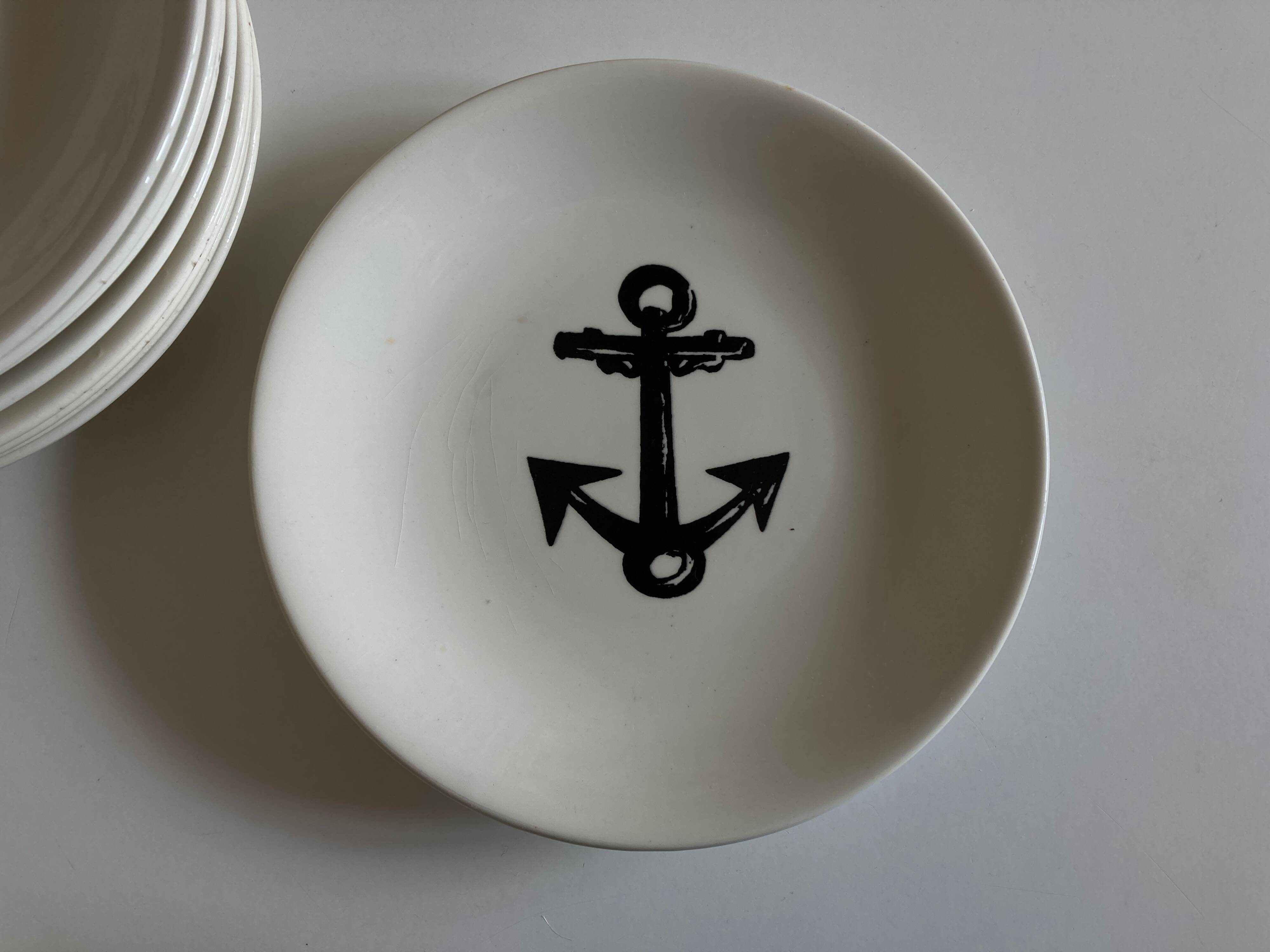 Set of 8 plates by Gien for Atelier Primavera 1960 Anchor