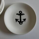 Set of 8 plates by Gien for Atelier Primavera 1960 Anchor
