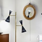 Sun mirror in rattan and bamboo, Italy 1960's 53cm