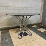 Table vintage en verre fumé