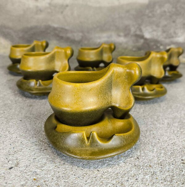 Six tasses à café vintage Roumaines Faianta Sighisoara