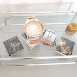 Rectangular Engraved Crystal and White Metal Coffee Table with a Lower Shelf