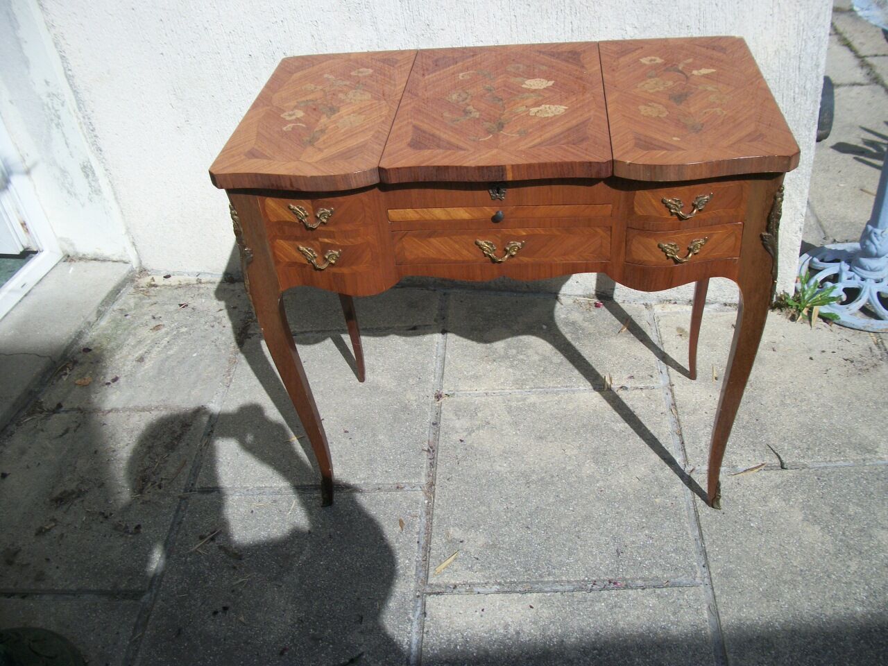 Inlaid and bronze dressing table