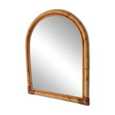 Vintage bohemian arch mirror in bamboo and rattan