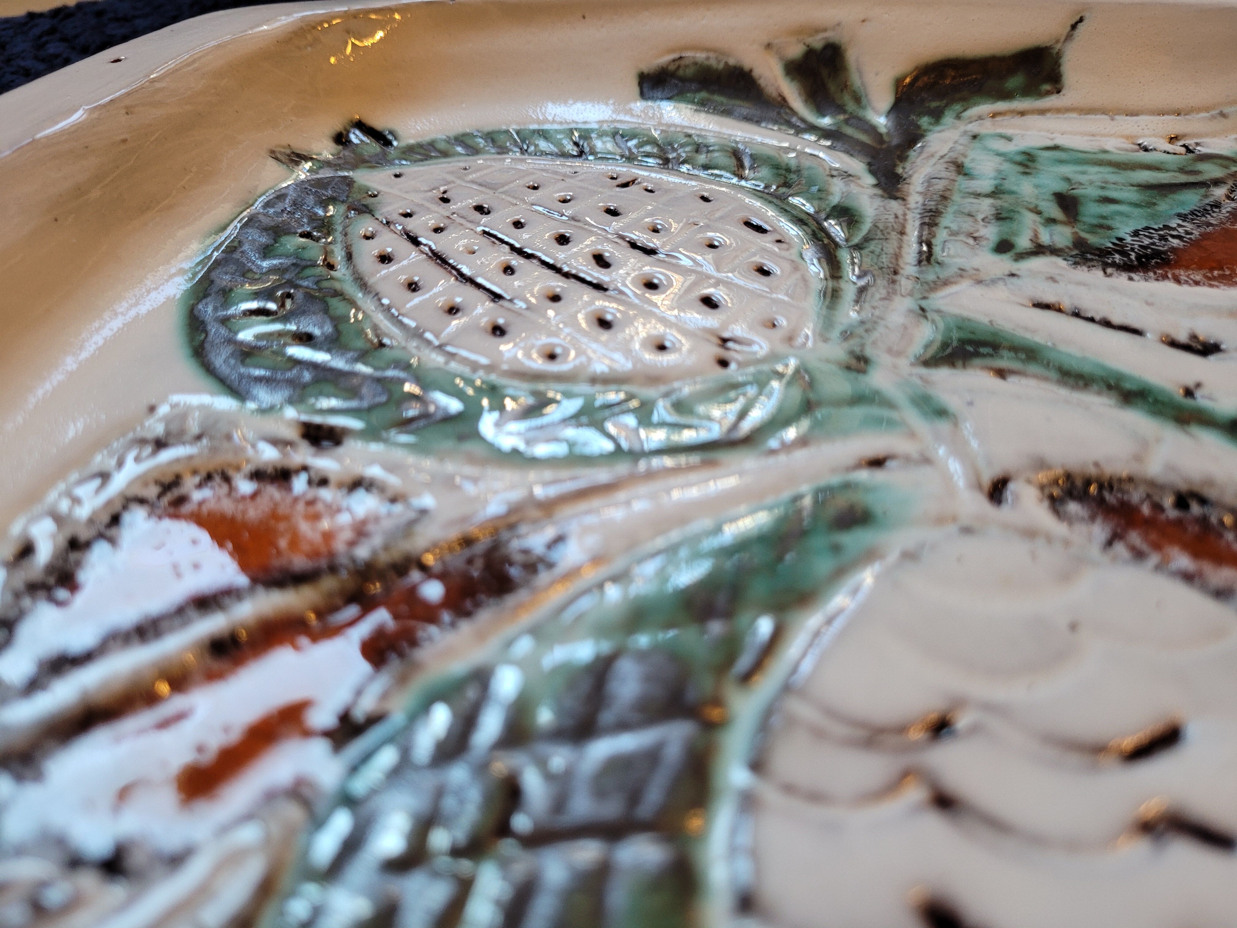 Old vintage ceramic dish Vallauris 50s 60s