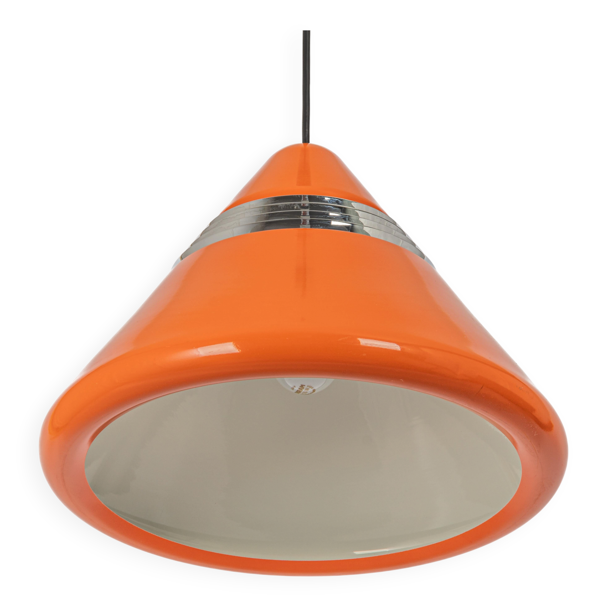 Large orange pendant light designed by Kazuo Motozawa, Staff, 1970s