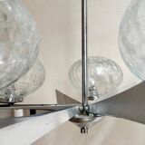5-light chandelier in chromed metal and cracked glass