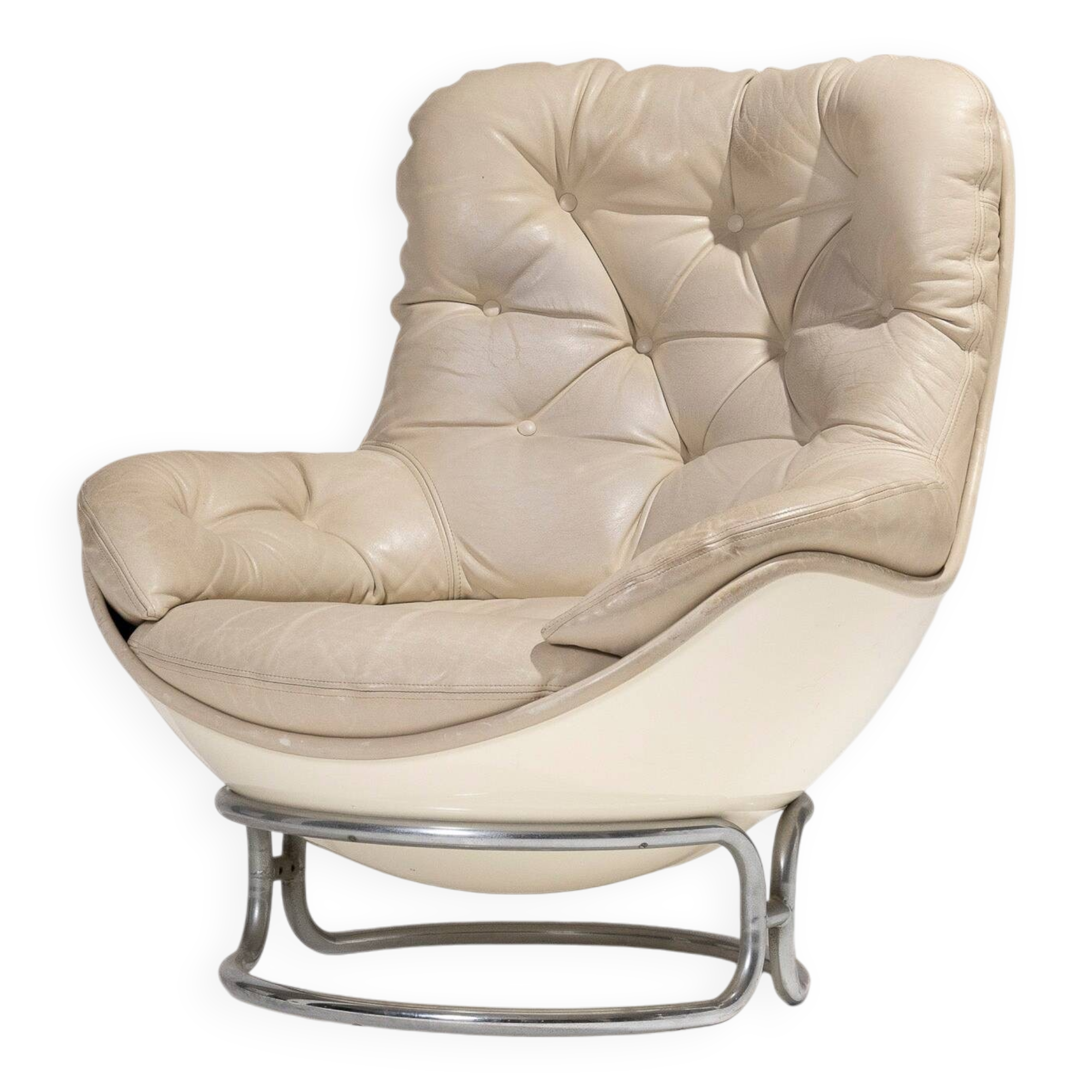 MICHEL CADESTIN KARATE LEATHER ARMCHAIR, 1970s