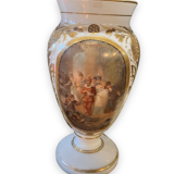 Vase in painted and gilded opaline animated scene