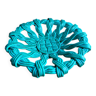 Woven green ceramic basket