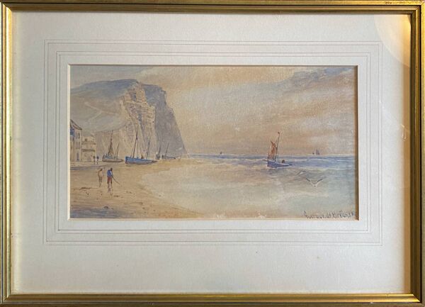 Tableau aquarelle marine par Gustave de Breanski (c.1856-1898)