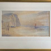 Marine watercolor painting by Gustave de Breanski (c.1856-1898)