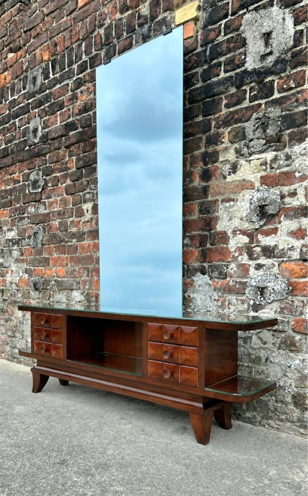 Enfilade coiffeuse art déco en acajou, meuble d’entrée vintage