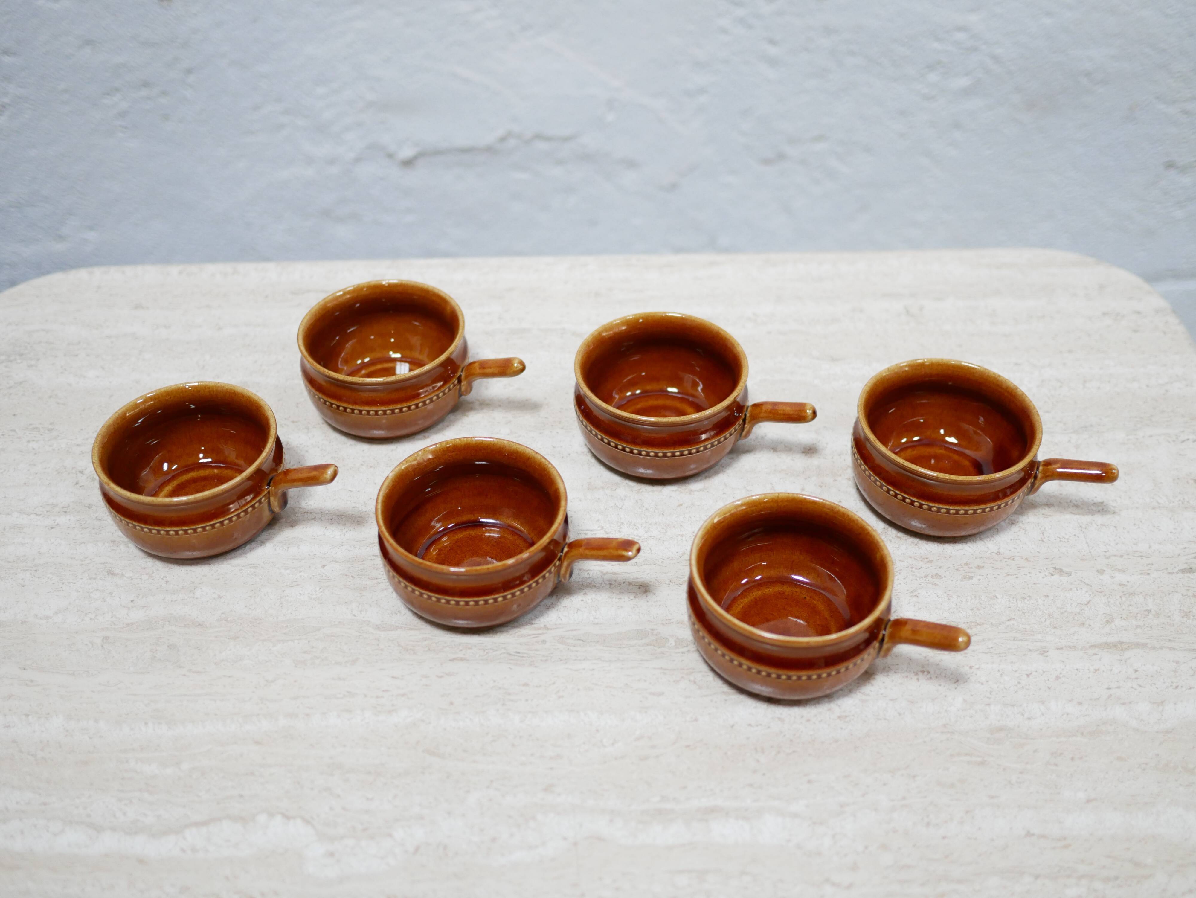 Series of 6 vintage Scandinavian ceramic cups by Höganäs Keramik