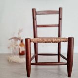 Mini wooden and straw chair - brutalist look