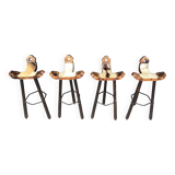 Brutalist bar stools made in Spain, 1960s - set of 4