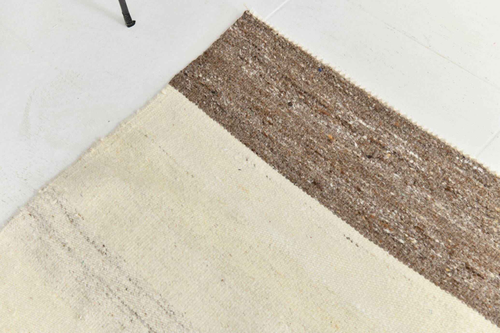 Cream & Brown Large Kilim Rug, 255x313Cm