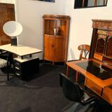 Biedermeier Corner Cabinet, Cherry Veneer, Ebony Inlay, South Germany circa 1820