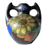 Handled Vase Gouda - Decor "Zonnebloem" (Sunflower) - Netherlands, 1930/50