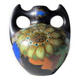 Vase à Anses Gouda - Décor "Zonnebloem" (Tournesol) - Pays-Bas, 1930/50