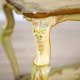 Late 19th Century Rococo Mahogany Tea Table with Floral Paintings, 1890s