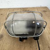 Industrial brown bakelite wall light with frosted glass, 1960s