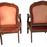 Pair of Louis Philippe armchairs in solid mahogany