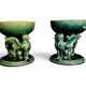 Castel Léon, Pair of Empty Pocket Bowls, Faience Cannes, Signed Early 20th Century