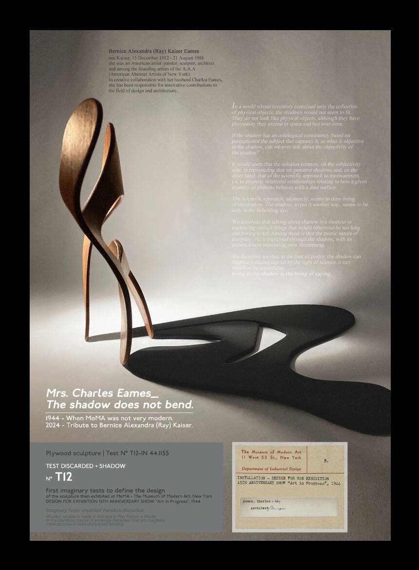 Mrs. Charles Eames_ The shadow does not bend, walnut plywood sculpture