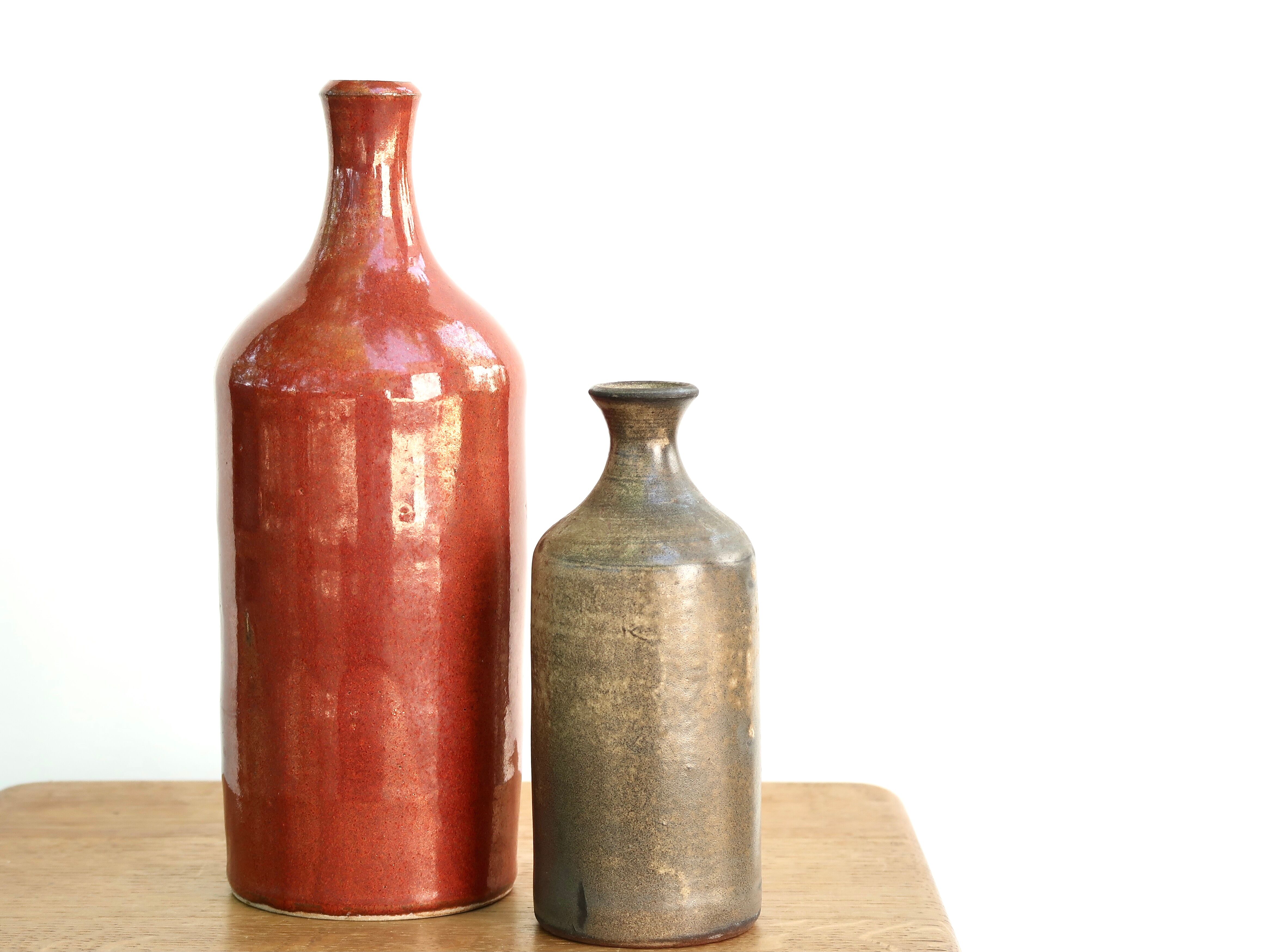 Coral ceramic bottle vase, 70s