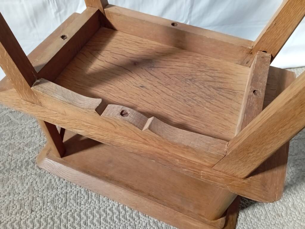 1950s oak bedside table with crossbars