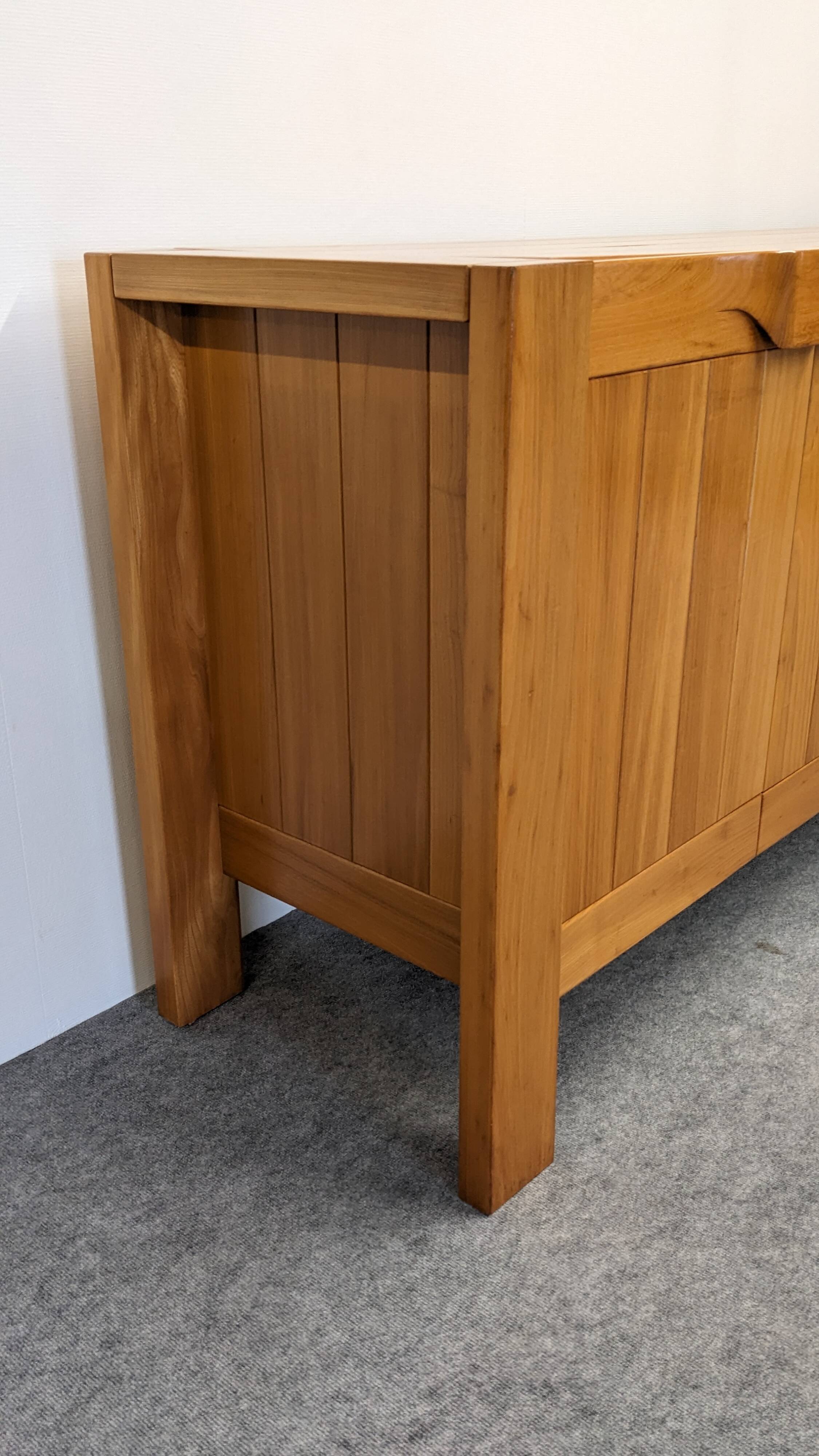 Solid elm sideboard, Maison Regain, France, circa 1970