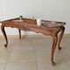 Vintage Chippendale coffee table in beech and rattan, Louis XV style.