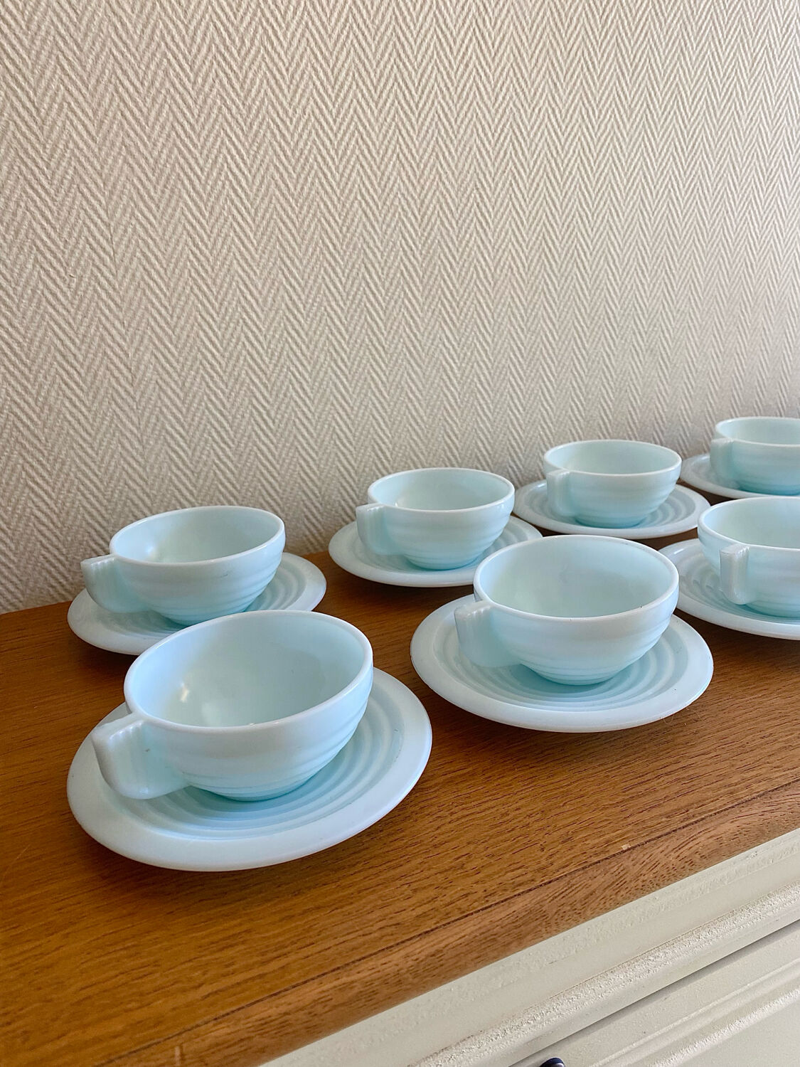 Art Deco coffee service in blue opaline